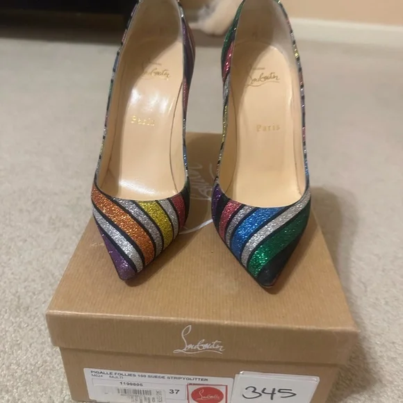 Christian Louboutin Glitter Multicolor Heels - Picture 1 of 5